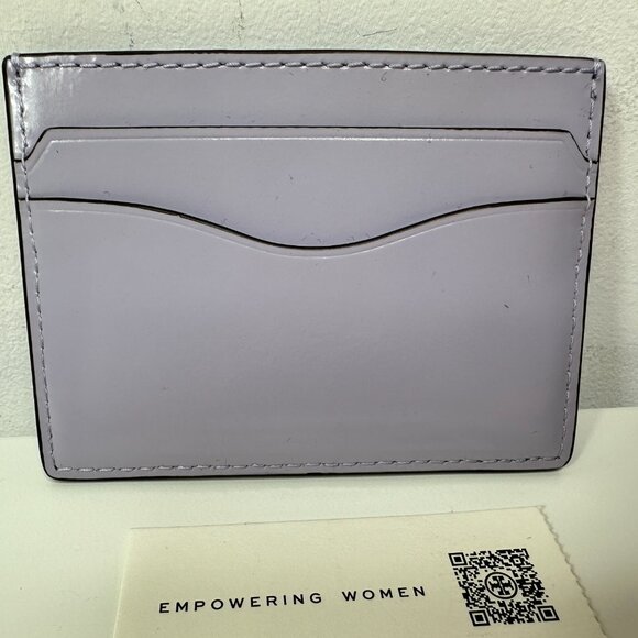 New Tory Burch Lilac Purple Patent Leather Card Case - Picture 4 of 6